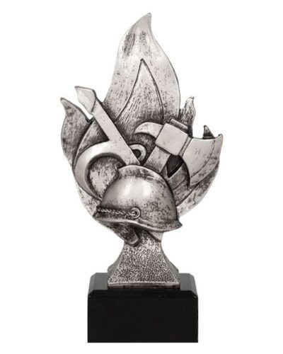 Brannstatuett Resina - Flamme, øks og hjelm - 19,5 cm