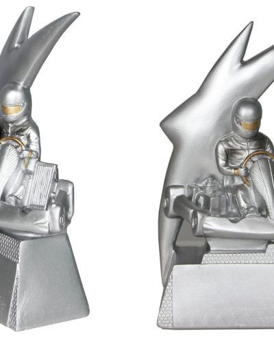 GOKART - Resina figur - 16,5 cm - sølv