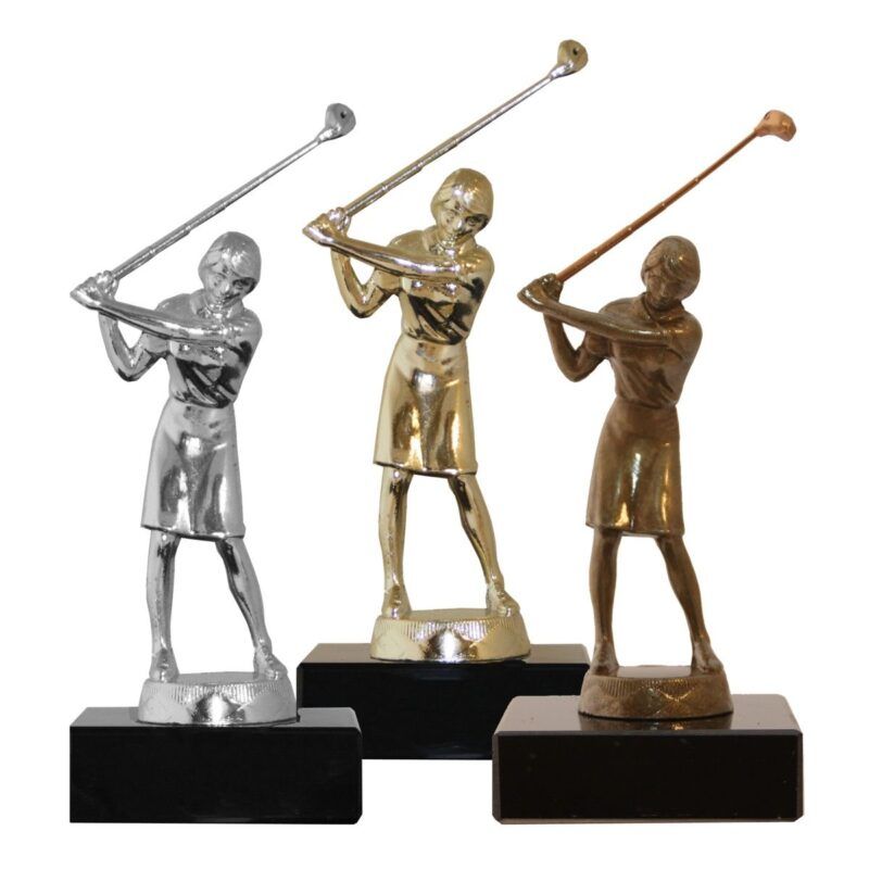 Golfspiller Dame Metallstatuett