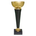 Gullpokaler med sorte detaljer