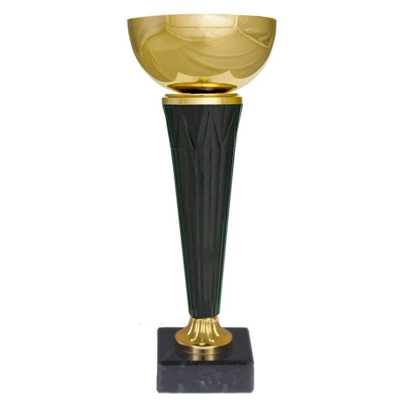 Gullpokaler med sorte detaljer