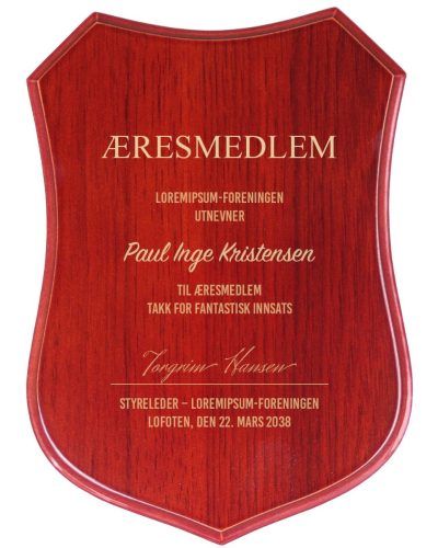 Treskjold - Pianofinish med bue 225x120mm