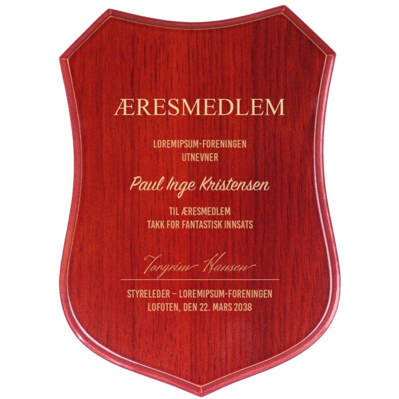 plakett_4026_resmedlem Treplakett Treskjold Pianofinish