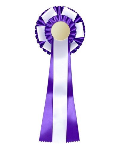 Rosett 3-lags - Lilla+Hvit Fold - 37cm