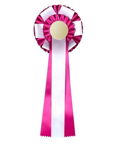 Rosett 3-lags - Rosa+Hvit Fold 37cm