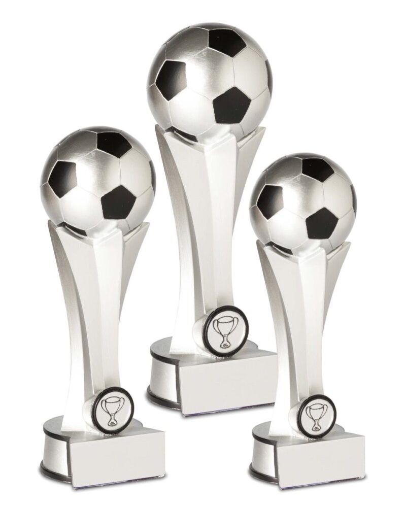 s_lv_diego_fotballstatuett Fotballstatuett Sølv Diego m/sorte detaljer