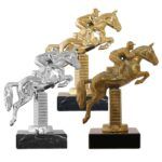 Hest Sprangridning Metallstatuett